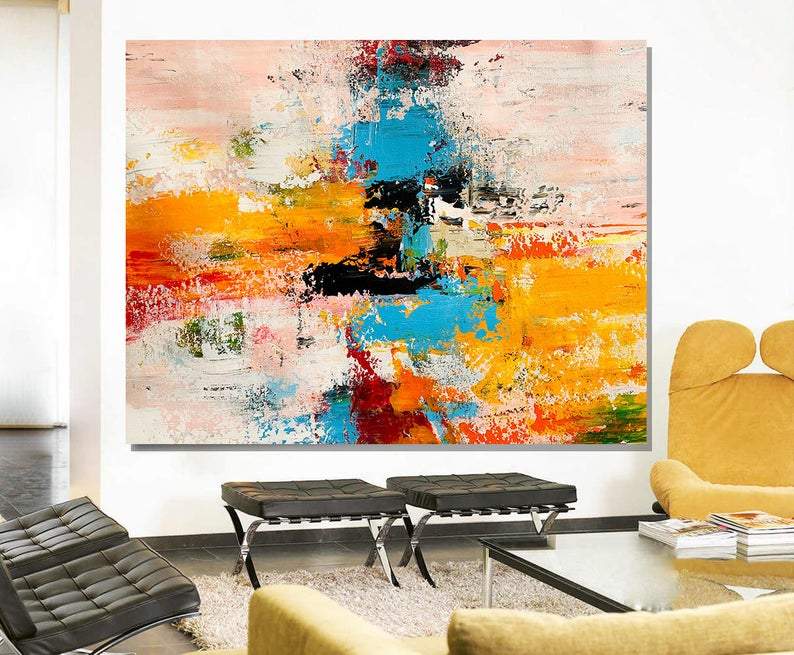 Large Painting on Canvas, Living Room Wall Art Paintings, Acrylic Abst –  artworkcanvas