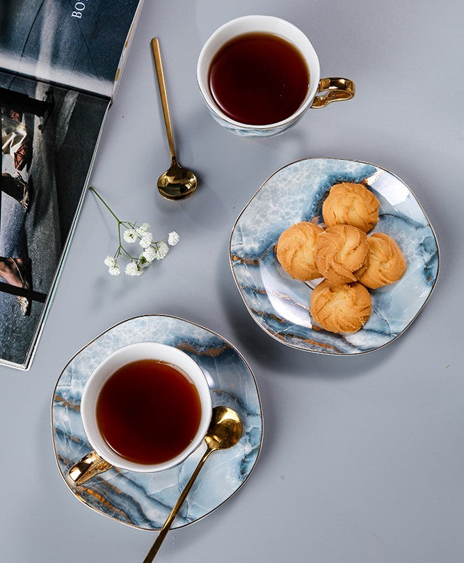 Unique Tea Cups and Saucers in Gift Box as Birthday Gift, Elegant Maca