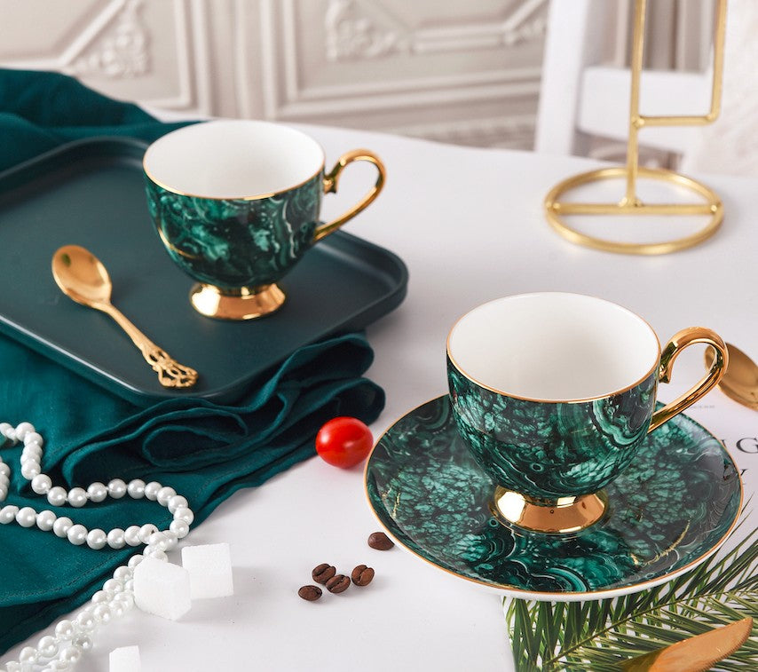 Blue Bone China Porcelain Tea Cup Set, British Royal Ceramic Cups for