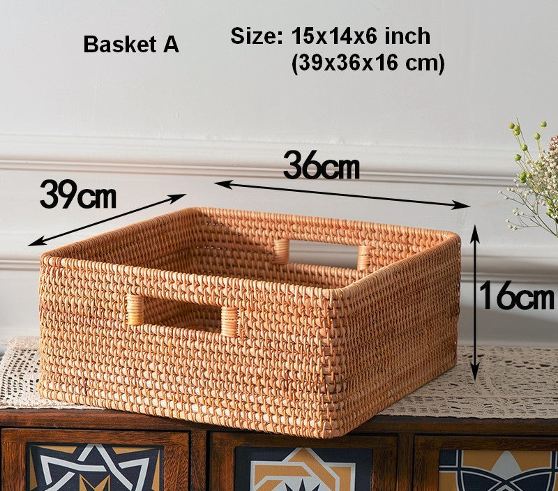 Laundry Storage Baskets, Rattan Storage Baskets for Kitchen