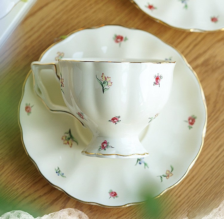 Royal Bone China Porcelain Tea Cup Set, Elegant Flower Pattern Ceramic –  artworkcanvas