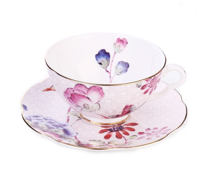 Beautiful British Flower Tea Cups, Unique Porcelain Cup and Saucer, El