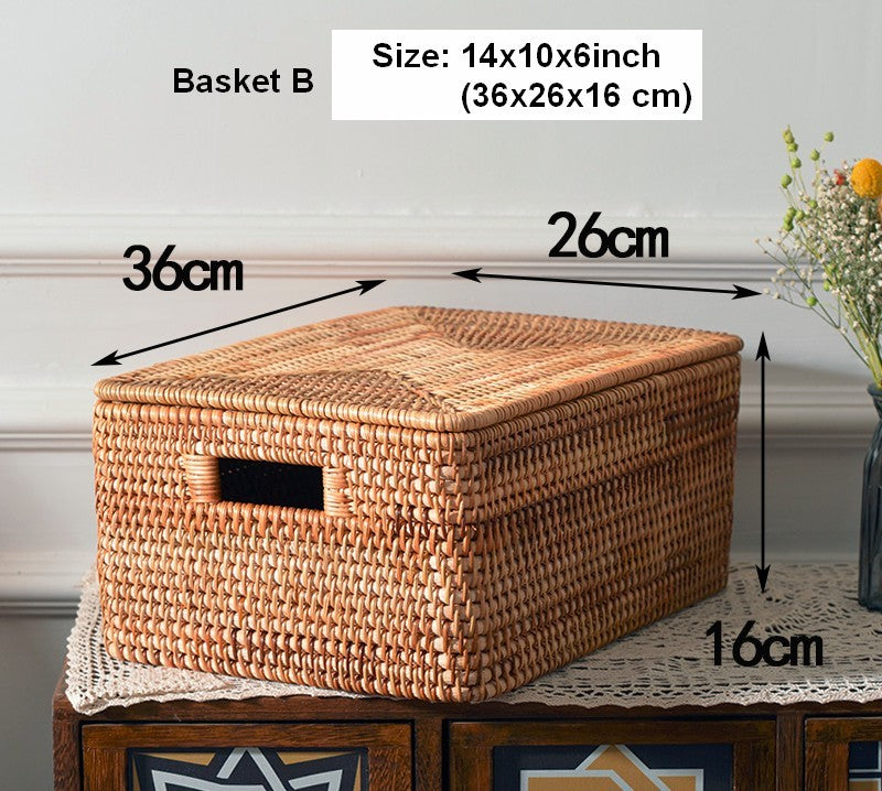 Rattan Storage Baskets, Storage Basket for Shelves, Rectangular Storag –  artworkcanvas