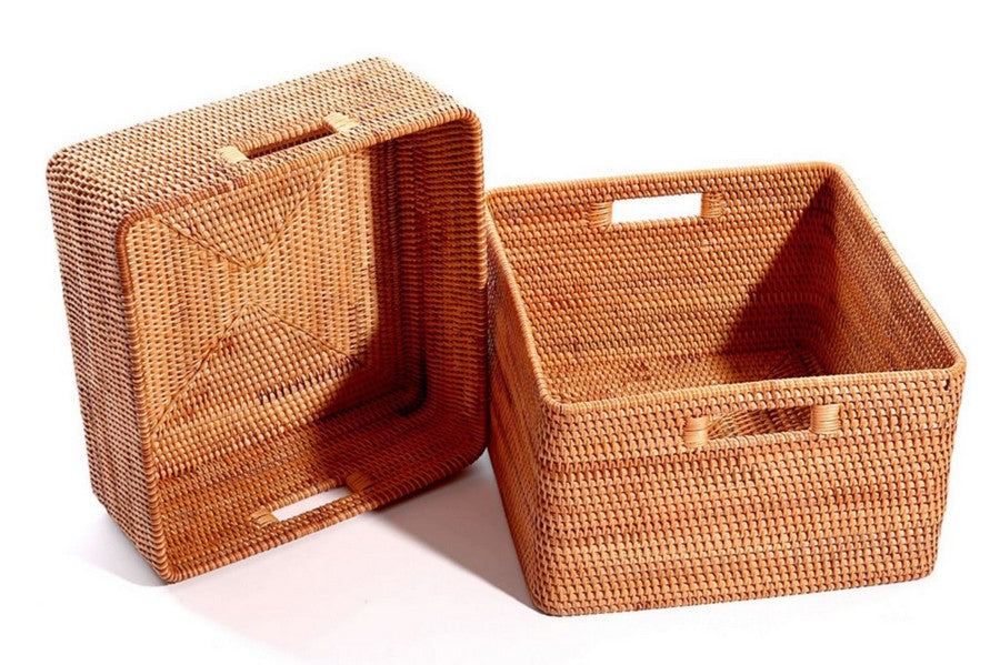 Woven Rattan Storage Baskets for Kitchen, Rectangular Storage Basket, –  artworkcanvas