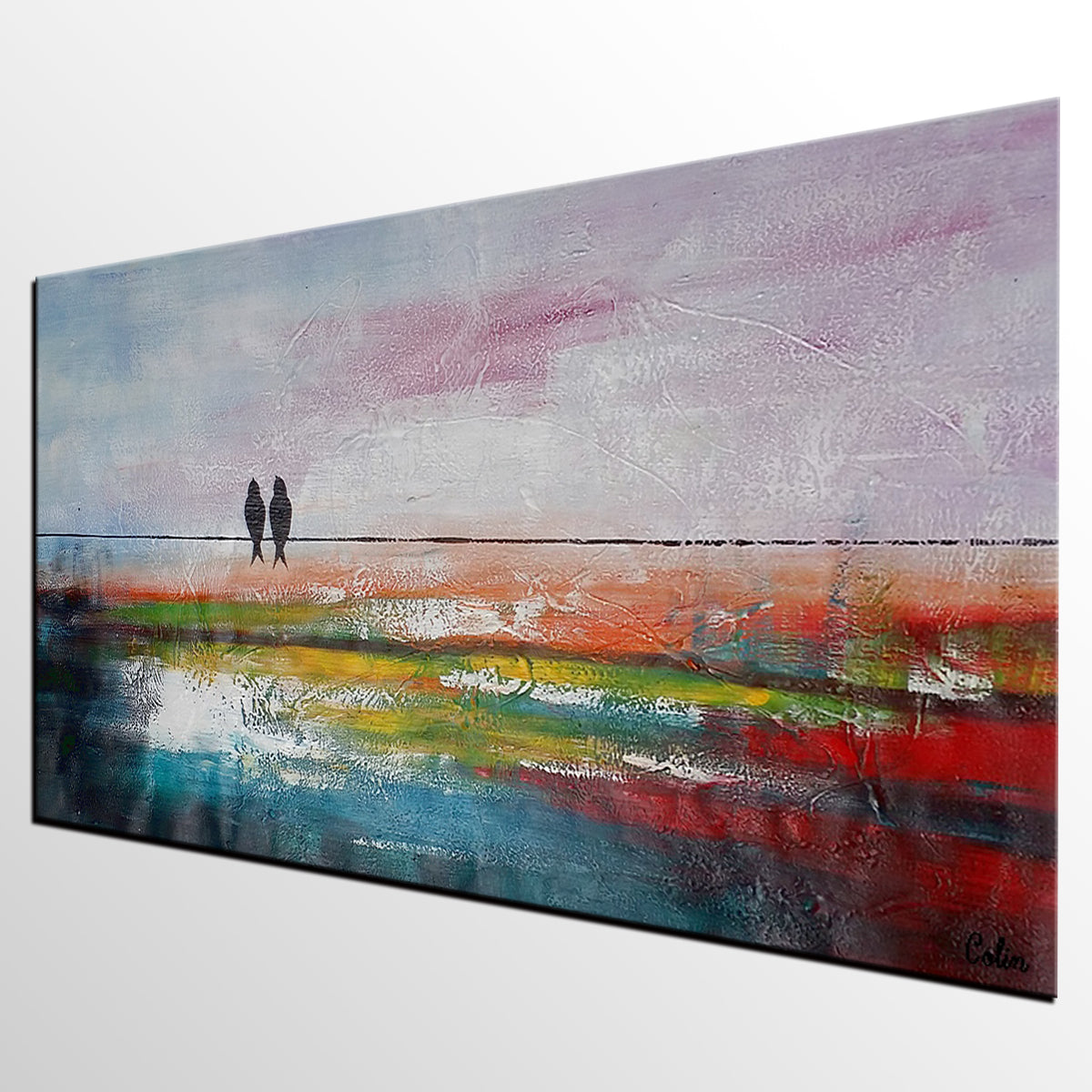 Simple Modern Art, Love Birds Painting, Abstract Acrylic Painting