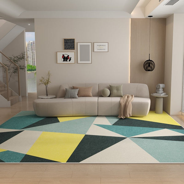 Geometric Carpets for Living Room, Contemporary Modern Rugs Next to Bed, Blue Modern Rugs under Dining Room Table-artworkcanvas