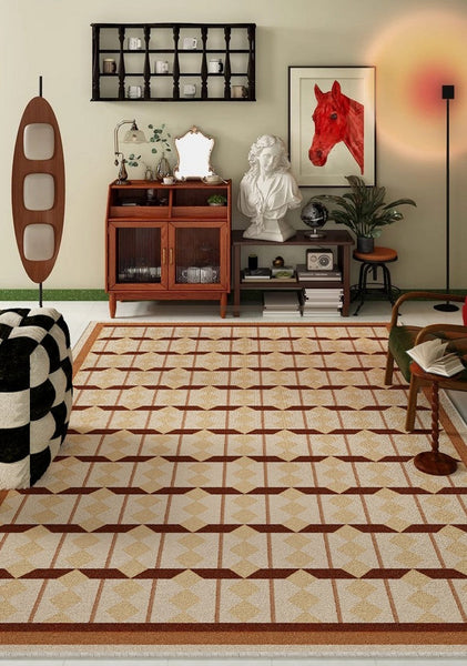 Abstract Geometric Modern Rugs, Dining Room Floor Carpets, Contemporary Modern Rugs for Bedroom, Mid Century Modern Rugs for Living Room-artworkcanvas