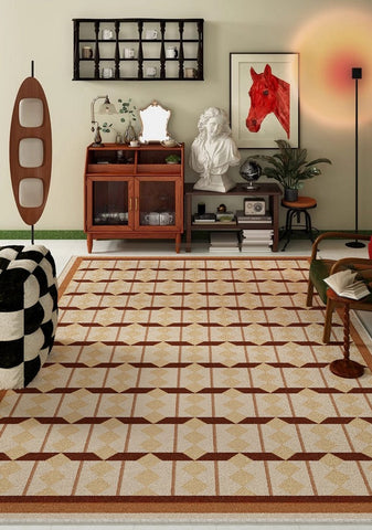 Abstract Geometric Modern Rugs, Dining Room Floor Carpets, Contemporary Modern Rugs for Bedroom, Mid Century Modern Rugs for Living Room-artworkcanvas