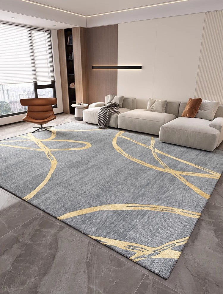 Geometric Contemporary Modern Rugs Next to Bed, Abstract Area Rugs for Living Room, Modern Rugs under Dining Room Table, Modern Carpets for Kitchen-artworkcanvas