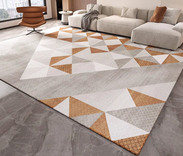 Modern Gray Rugs under Dining Room Table, Modern Carpets for Kitchen, Geometric Contemporary Modern Rugs Next to Bed, Abstract Area Rugs for Living Room-artworkcanvas