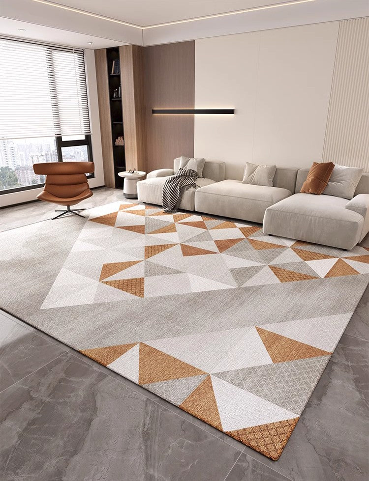 Modern Gray Rugs under Dining Room Table, Modern Carpets for Kitchen, Geometric Contemporary Modern Rugs Next to Bed, Abstract Area Rugs for Living Room-artworkcanvas