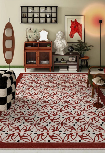 Dining Room Abstract Floor Rugs, Contemporary Area Rugs Next to Bed, Mid Century Flower Pattern Modern Rugs under Coffee Table-artworkcanvas