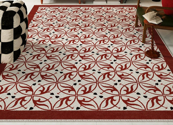 Dining Room Abstract Floor Rugs, Contemporary Area Rugs Next to Bed, Mid Century Flower Pattern Modern Rugs under Coffee Table-artworkcanvas