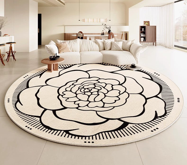 Modern Rug Ideas for Living Room, Bedroom Modern Round Rugs, Dining Room Contemporary Round Rugs, Circular Modern Rugs under Chairs-artworkcanvas