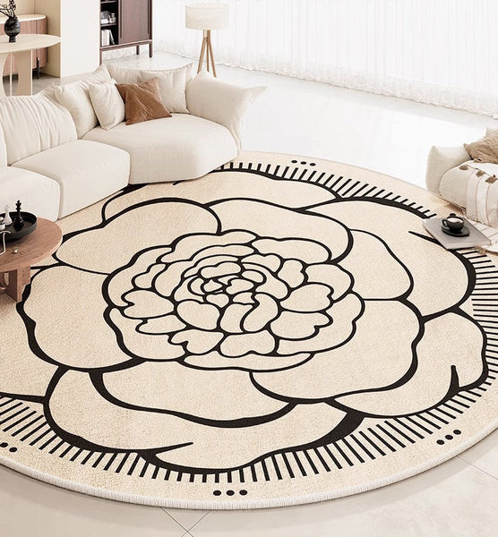 Modern Rug Ideas for Living Room, Bedroom Modern Round Rugs, Dining Room Contemporary Round Rugs, Circular Modern Rugs under Chairs-artworkcanvas