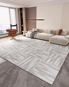 Extra Large Modern Rugs for Bedroom, Geometric Modern Rug Placement Ideas for Dining Room, Abstract Gray Contemporary Modern Rugs for Living Room-artworkcanvas