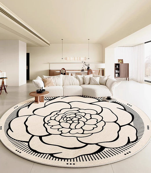 Modern Rug Ideas for Living Room, Bedroom Modern Round Rugs, Dining Room Contemporary Round Rugs, Circular Modern Rugs under Chairs-artworkcanvas