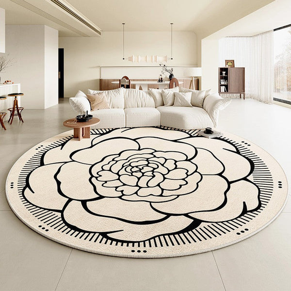 Modern Rug Ideas for Living Room, Bedroom Modern Round Rugs, Dining Room Contemporary Round Rugs, Circular Modern Rugs under Chairs-artworkcanvas