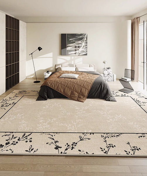 Large Modern Rugs for Sale, Dining Room Modern Rugs, Contemporary Floor Carpets for Living Room, Flower Pattern Geometric Modern Rugs in Bedroom-artworkcanvas