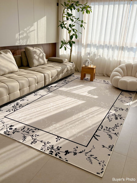 Large Modern Rugs for Sale, Dining Room Modern Rugs, Contemporary Floor Carpets for Living Room, Flower Pattern Geometric Modern Rugs in Bedroom-artworkcanvas