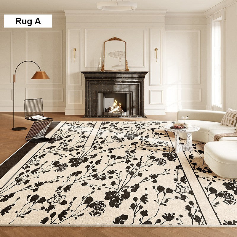 Modern Rugs for Living Room, French Style Modern Rugs for Bedroom, Flower Pattern Modern Rugs for Interior Design, Contemporary Modern Rugs under Dining Room Table-artworkcanvas