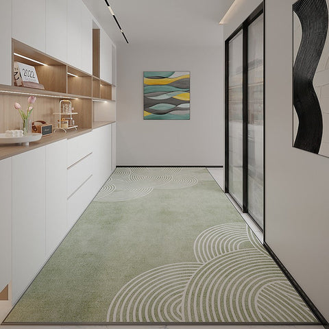 Entryway Runner Rug Ideas, Stain-resistant Non Slip Kitchen Runner Rugs, Extra Long Green Hallway Runners, Modern Hallway Runners, Easy Care Entrance Hallway Runners, Long Narrow Runner Rugs-artworkcanvas