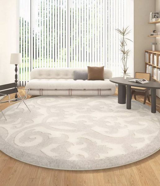 Large Modern Area Rugs under Coffee Table, Dining Room Modern Rugs, Contemporary Modern Rugs for Bedroom, Abstract Geometric Round Rugs under Sofa-artworkcanvas