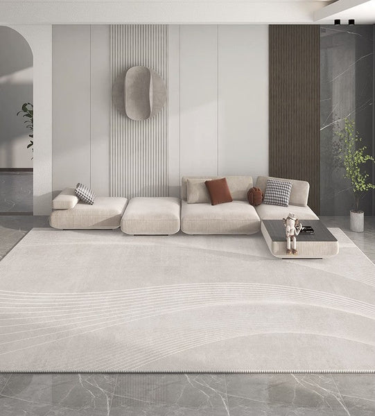 Contemporary Area Rugs for Bedroom, Living Room Modern Rugs, Modern Living Room Rug Placement Ideas, Grey Modern Floor Carpets for Dining Room-artworkcanvas