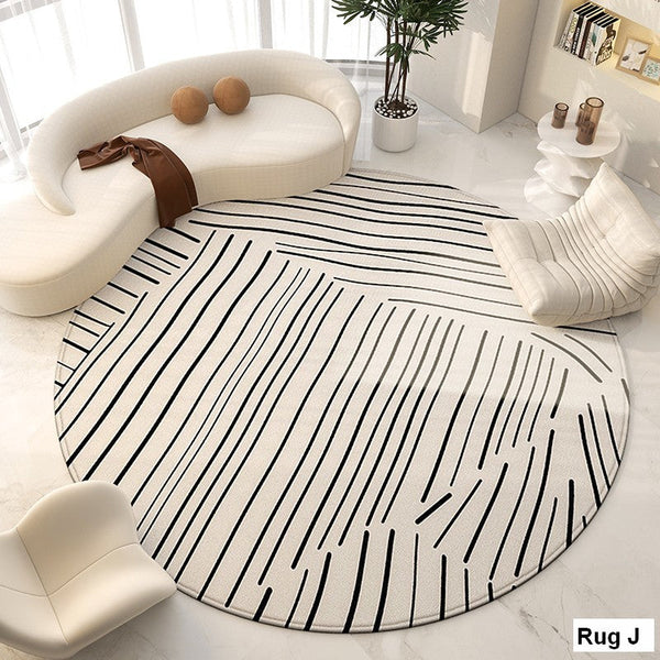 Round Modern Rugs for Living Room, Contemporary Modern Area Rugs for Bedroom, Geometric Round Rugs for Dining Room, Circular Modern Rugs under Chairs-artworkcanvas