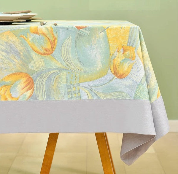 Country Farmhouse Tablecloth, Extra Large Rectangle Tablecloth for Dining Room Table, Tulip Flowers Rustic Table Covers for Kitchen, Square Tablecloth for Round Table-artworkcanvas