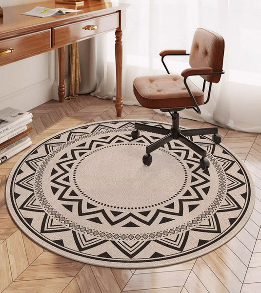 Modern Round Rugs for Bedroom, Circular Modern Rugs under Dining Room Table, Contemporary Round Rugs, Geometric Modern Rug Ideas for Living Room-artworkcanvas