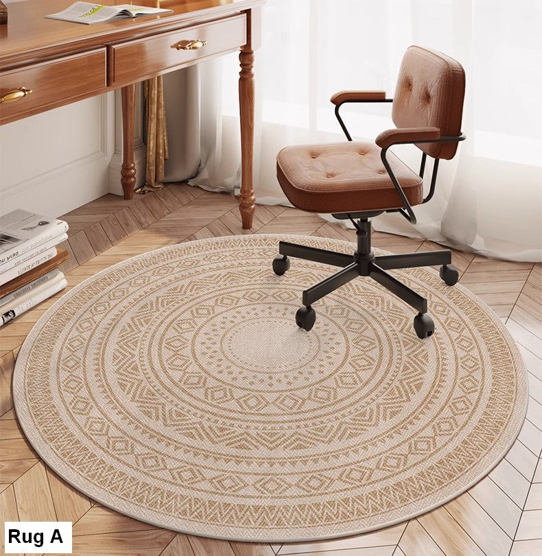 Round Rugs under Coffee Table, Geometric Modern Rug Ideas for Living Room, Circular Modern Rugs under Dining Room Table, Modern Round Rugs for Bedroom-artworkcanvas