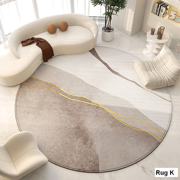 Geometric Round Rugs for Dining Room, Modern Area Rugs for Bedroom, Circular Modern Rugs under Chairs, Contemporary Modern Rug for Living Room-artworkcanvas