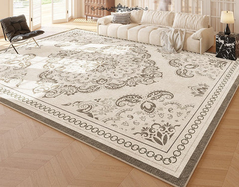 Modern Rugs for Living Room, Large Modern Rugs for Bedroom, Flower Pattern Area Rugs under Coffee Table, Contemporary Rugs for Dining Room-artworkcanvas