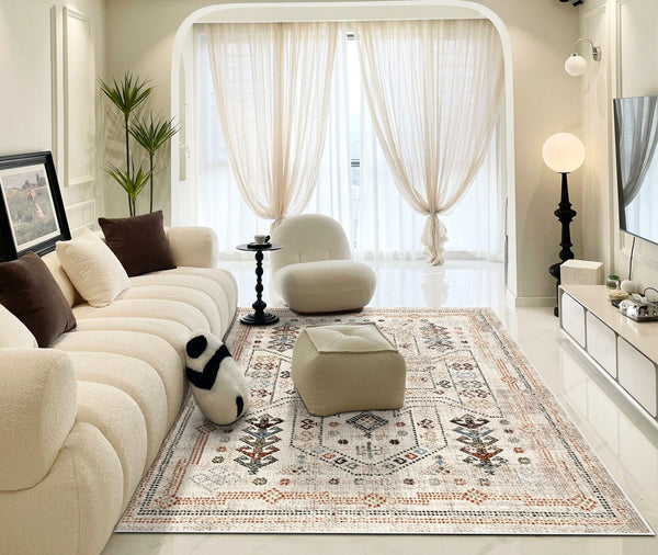 Modern Rugs for Living Room, Morocco Contemporary Rugs Next to Bed, Flower Pattern Contemporary Modern Rugs for Dining Room-artworkcanvas