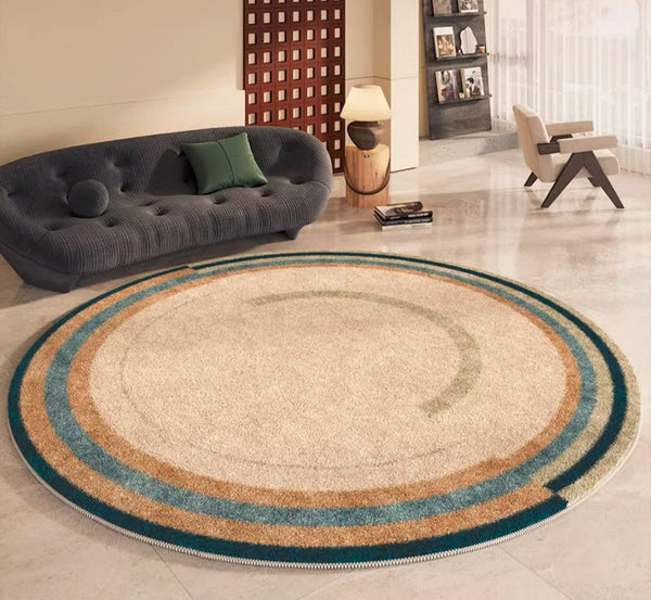 Modern Area Rugs under Coffee Table, Abstract Contemporary Round Rugs, Modern Rugs for Dining Room, Geometric Modern Rugs for Bedroom-artworkcanvas