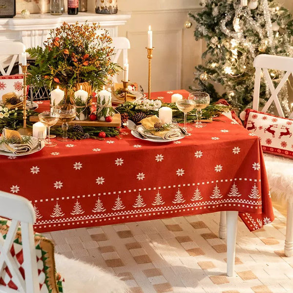 Extra Large Modern Rectangular Tablecloth for Dining Room Table, Christmas Edelweiss Table Covers, Square Tablecloth for Kitchen, Large Tablecloth for Round Table-artworkcanvas