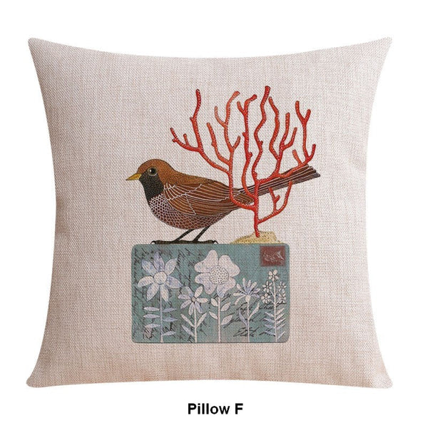 Singing Birds Decorative Throw Pillows, Love Birds Throw Pillows for Couch, Modern Sofa Decorative Pillows for Children's Room, Decorative Pillow Covers-artworkcanvas