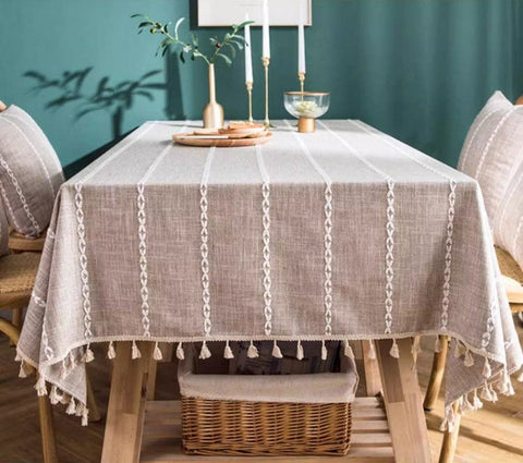 Simple Rectangular Tablecloth for Oval Table, Cotton and Linen Tablecloths, Kitchen Rectangular Table Covers, Farmhouse Table Cloths for Dining Room-artworkcanvas