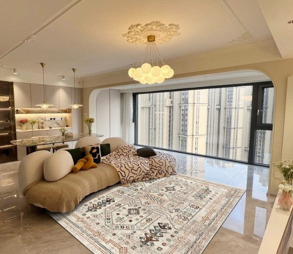 Morocco Contemporary Rugs Next to Bed, Modern Rugs for Living Room, Flower Pattern Contemporary Modern Rugs for Dining Room-artworkcanvas