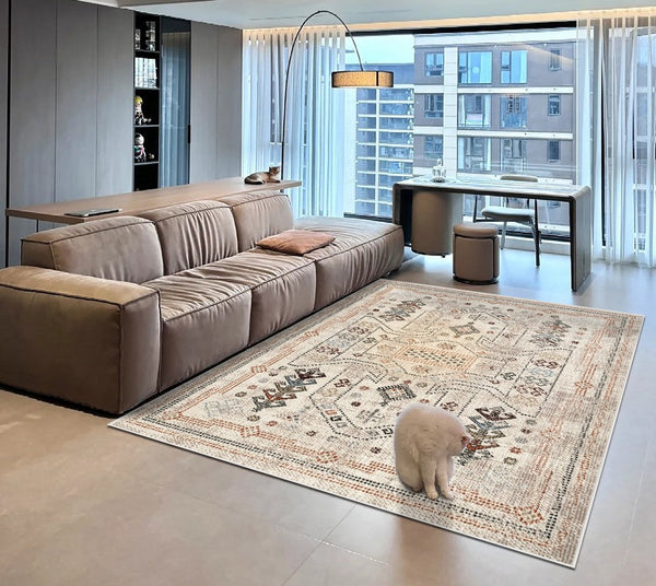 Modern Rugs for Living Room, Morocco Contemporary Rugs Next to Bed, Flower Pattern Contemporary Modern Rugs for Dining Room-artworkcanvas