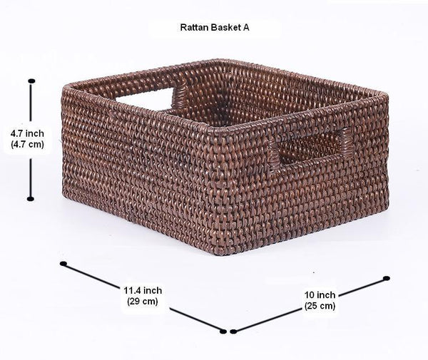 Storage Baskets for Clothes, Rectangular Storage Baskets, Large Brown Woven Storage Baskets, Storage Baskets for Shelves-artworkcanvas