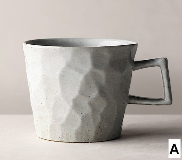 Large Capacity Coffee Cups, Modern Handmade Pottery Coffee Cup, Large Unique Tea Cup, Creative Brown White Black Blue Ceramic Coffee Mugs-artworkcanvas