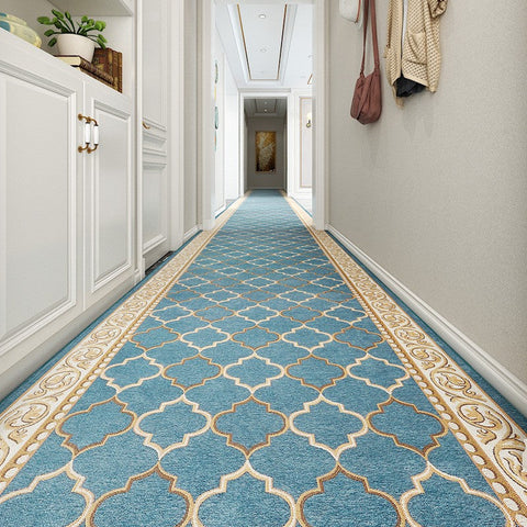 Entryway Runner Rugs, Easy Care Entrance Hallway Runners, Modern Extra Long Hallway Runners, Long Narrow Runner Rugs, Washable Kitchen Runner Rugs, Blue Hallway Runners-artworkcanvas