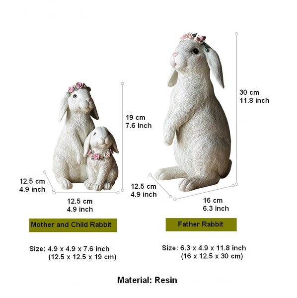 Lovely Rabbit Family Statue for Garden, Beautiful Cute Garden Courtyard Ornaments, Unique Modern Garden Sculptures, Creative Villa Outdoor Decor Gardening Ideas-artworkcanvas