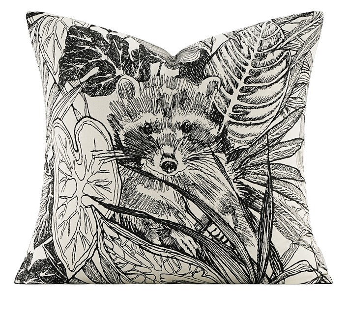 Animal Jungle Raccoon Decorative Throw Pillows for Bedroom, Large Throw Pillow for Interior Design, Contemporary Square Modern Throw Pillows for Couch-artworkcanvas