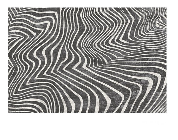 Abstract Contemporary Rugs for Bedroom, Black Stripe Area Rugs under Sofa, Mid Century Area Rugs for Living Room, Modern Carpets for Office, Dining Room Floor Rugs-artworkcanvas