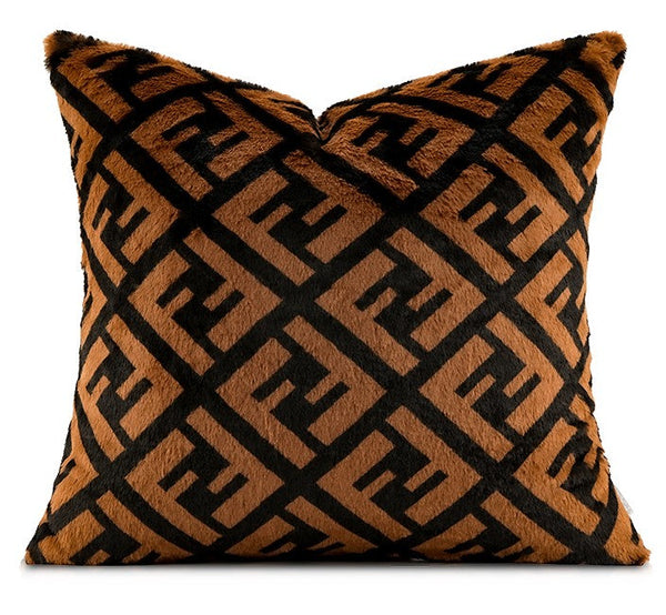 Decorative Pillow Covers, Brown Modern Pillows for Couch, Abstract Decorative Throw Pillows for Living Room, Large Modern Sofa Pillow Cases-artworkcanvas