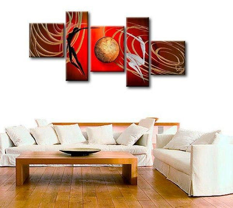 Simple Modern Art, Love Abstract Painting, Bedroom Room Wall Art Paintings, Abstract Art of Love, 5 Piece Canvas Painting-artworkcanvas