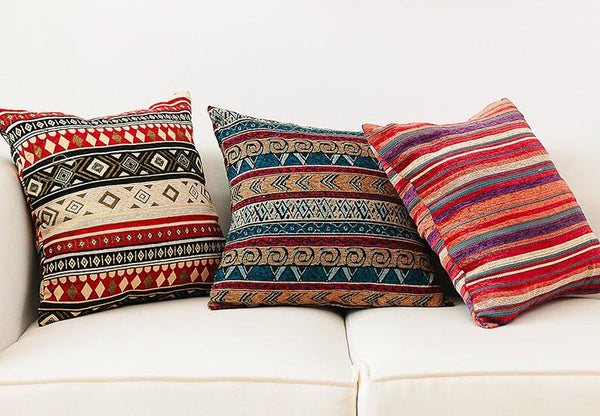 Bohemian Decorative Sofa Pillows, Geometric Pattern Chenille Throw Pillow for Couch, Decorative Throw Pillows-artworkcanvas